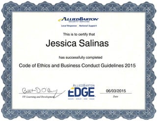 06/03/2015
Code of Ethics and Business Conduct Guidelines 2015
Jessica Salinas
 