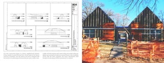 as a new construction project in a historic neighborhood, students
of 804 needed to submit the final form of the house to the historic
resources committtee. from the exterior, the home is designed with
the intention of conforming to the local venacular with a modern twist.
a gable roof with standing-seam metal roofing and wooden siding was
agreed upon among the students, as several houses in the immediate
vicinity held the same properties. this house individualizes itself
through intricate design of detail and attention to material.
 