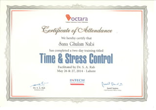 Time & Stress Control Training Certificate