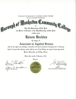 Kevon Beckles Associates Degree
