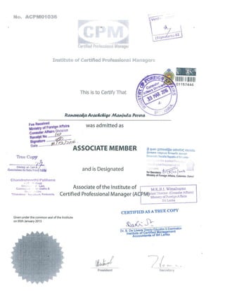 CPM Certificate.