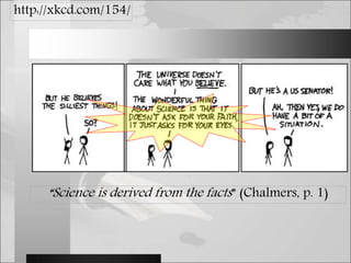 http://xkcd.com/154/
“Science is derived from the facts” (Chalmers, p. 1)
 
