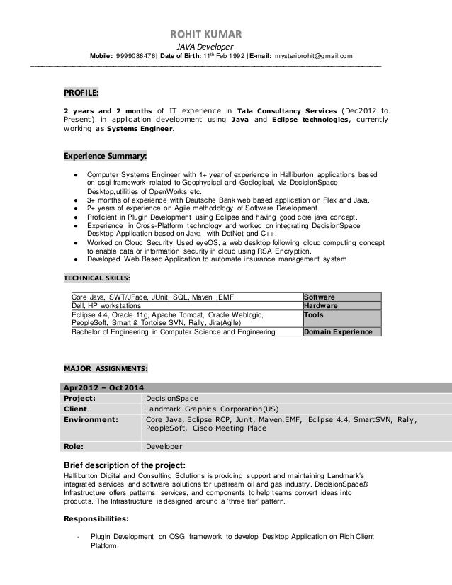 ROHIT RESUME 2 Yrs JAVA Developer ROHIT RESUME 2 Yrs JAVA Developer