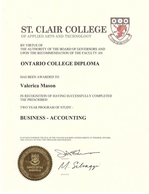 St Clair College Business Accounting Diploma