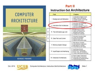 Oct. 2014 Computer Architecture, Instruction-Set Architecture Slide 1
Part II
Instruction-Set Architecture
 