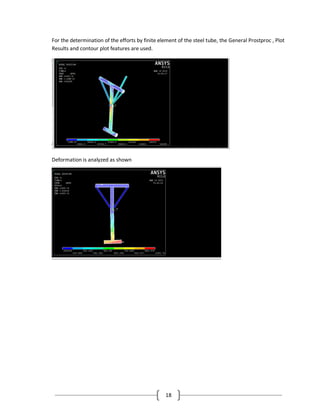 18
For the determination of the efforts by finite element of the steel tube, the General Prostproc , Plot
Results and contour plot features are used.
Deformation is analyzed as shown
 