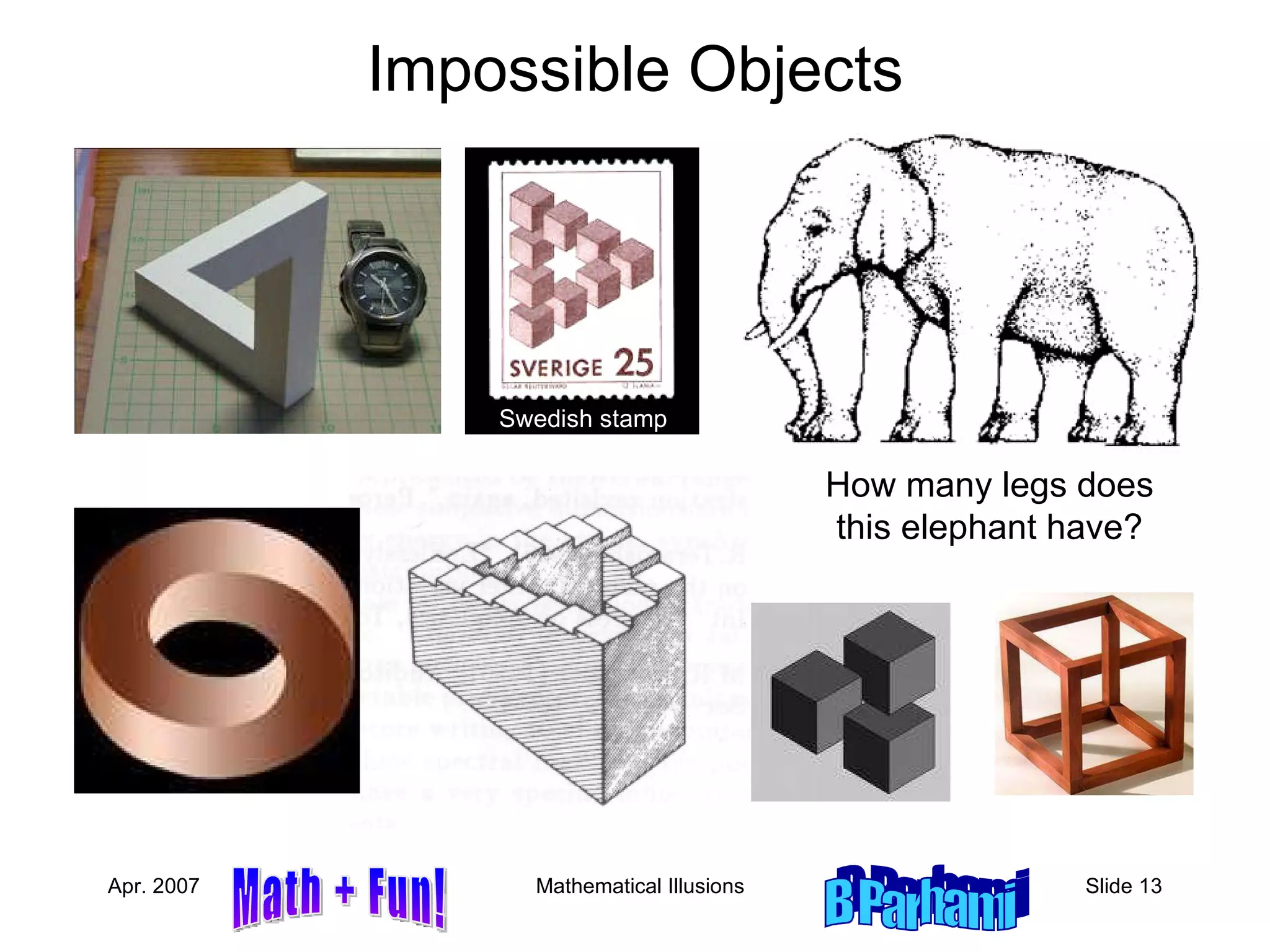 Impossible Objects How many legs does this elephant have? Swedish stamp 