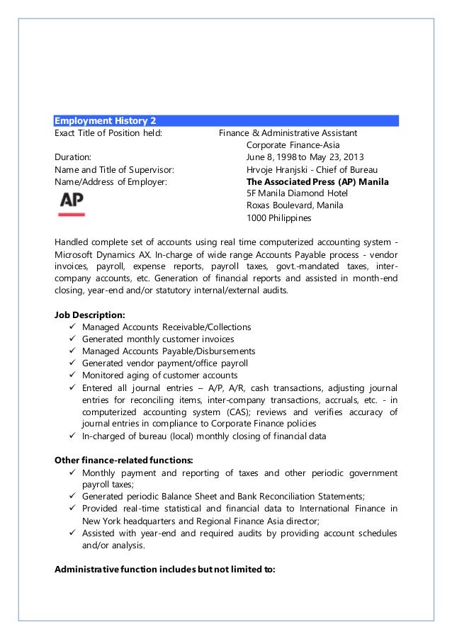 charlito estalilla resume 2016 accounts payable duties for resume