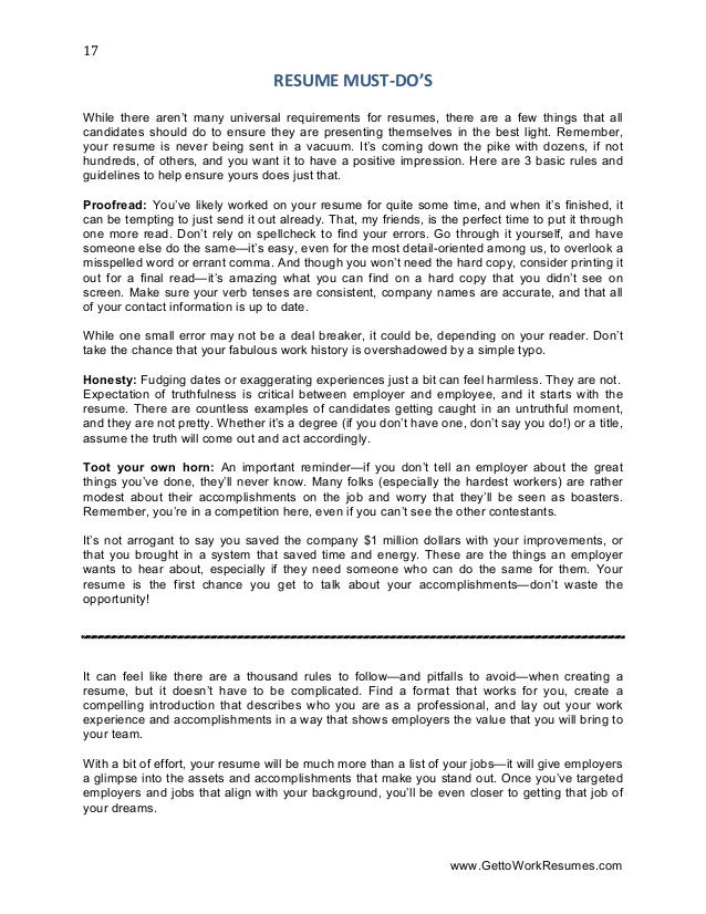 resume format rules