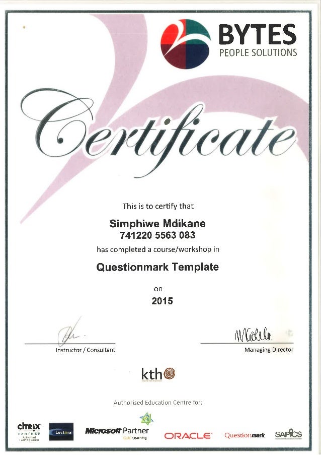 sample of certificate of attendance