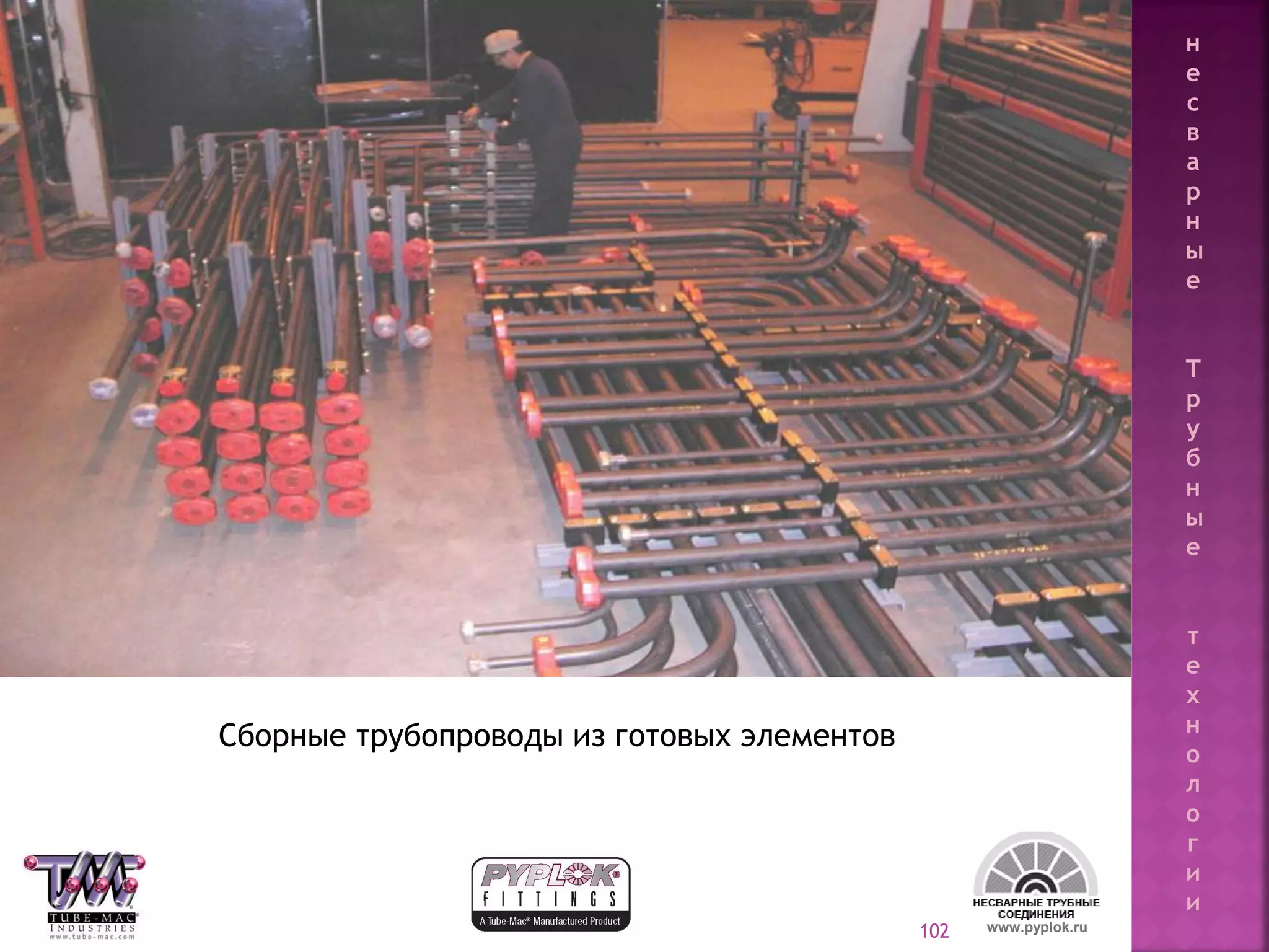 102
Сборные трубопроводы из готовых элементов
www.pyplok.ru
н
е
с
в
а
р
н
ы
е
Т
р
у
б
н
ы
е
т
е
х
н
о
л
о
г
и
и
 