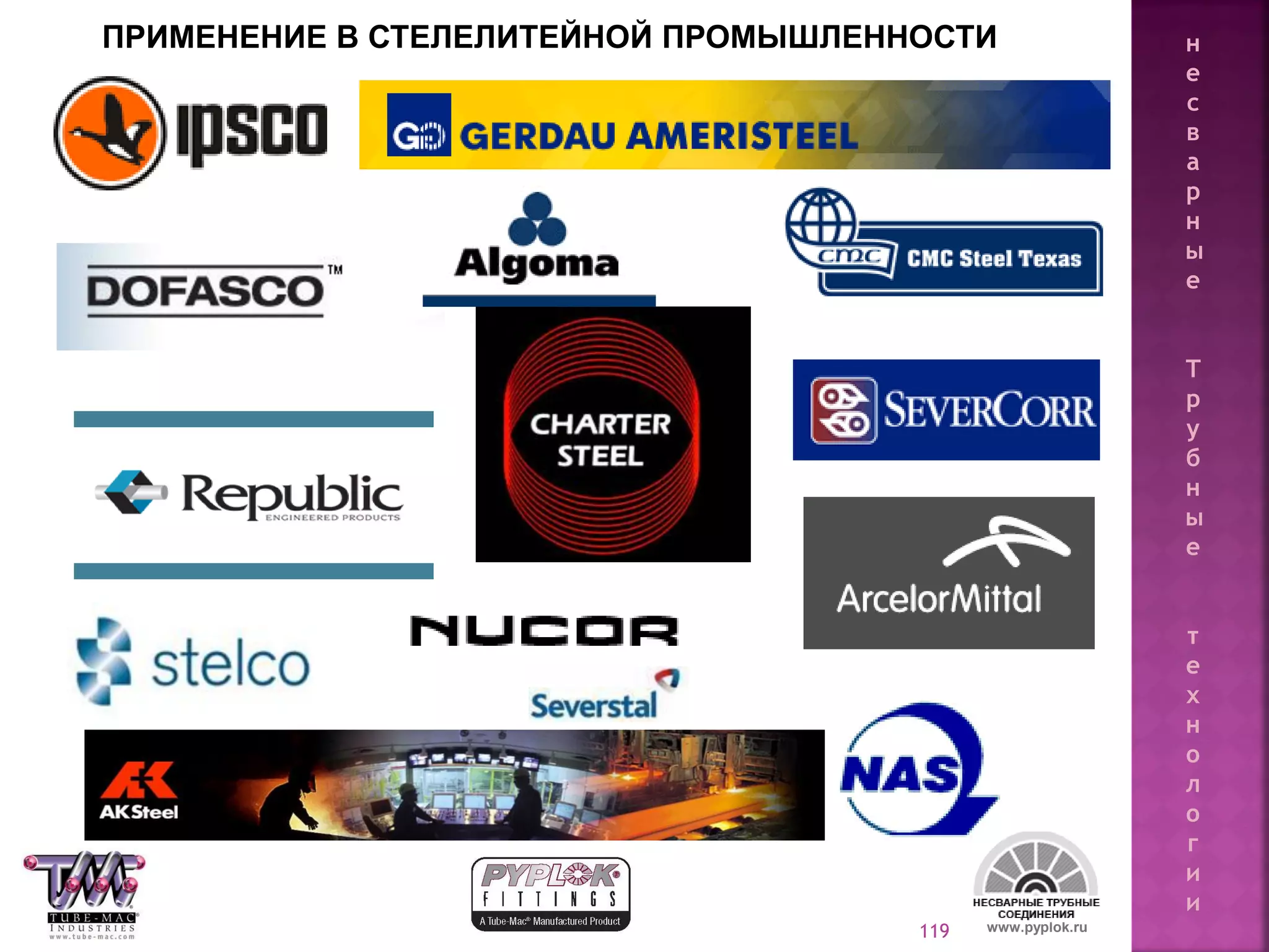 119 www.pyplok.ru
н
е
с
в
а
р
н
ы
е
Т
р
у
б
н
ы
е
т
е
х
н
о
л
о
г
и
и
ПРИМЕНЕНИЕ В СТЕЛЕЛИТЕЙНОЙ ПРОМЫШЛЕННОСТИ
 