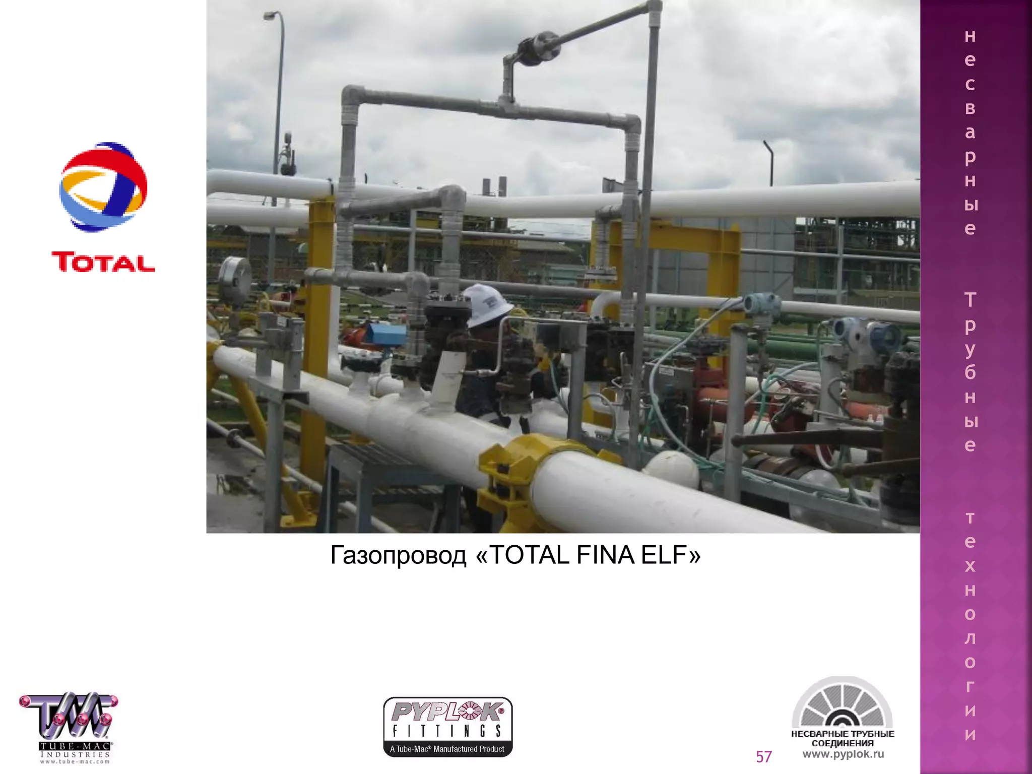 57
Газопровод «TOTAL FINA ELF»
www.pyplok.ru
н
е
с
в
а
р
н
ы
е
Т
р
у
б
н
ы
е
т
е
х
н
о
л
о
г
и
и
 
