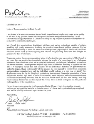 Letter of Recommendation from Dr. Hoffer
