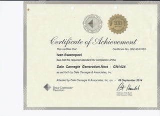 Dale Carnegie Certificate - 2014