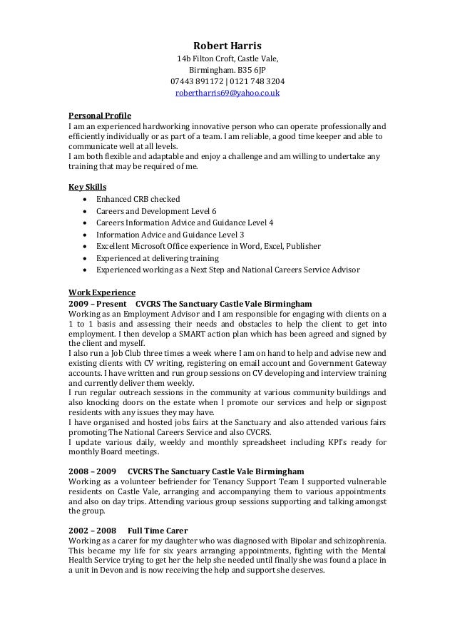 my cv 2 carer cv