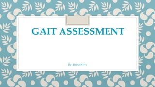 GAIT ASSESSMENT
By: Brina Kitts
 