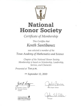 Kenth's National Honor society Membership.PDF
