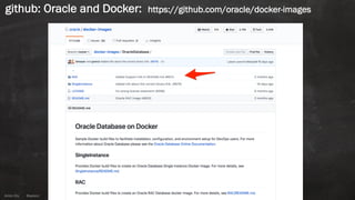Anton ElsAnton Els @aelsnz
github: Oracle and Docker: https://github.com/oracle/docker-images
 