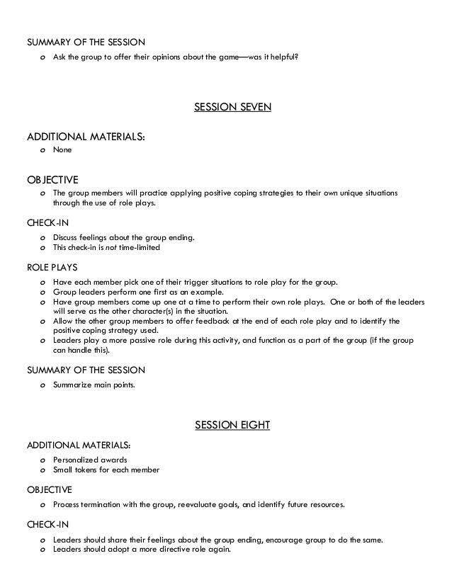 Group Therapy for Anger Management Curriculum