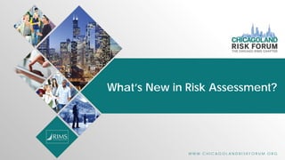 W W W . C H I C A G O L A N D R I S K F O R U M . O R GW W W . C H I C A G O L A N D R I S K F O R U M . O R G
What’s New in Risk Assessment?
 