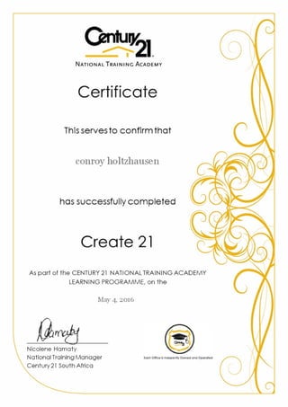 C Holtzhausen C21 Certificate