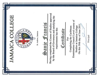 Jamaica College Certificate