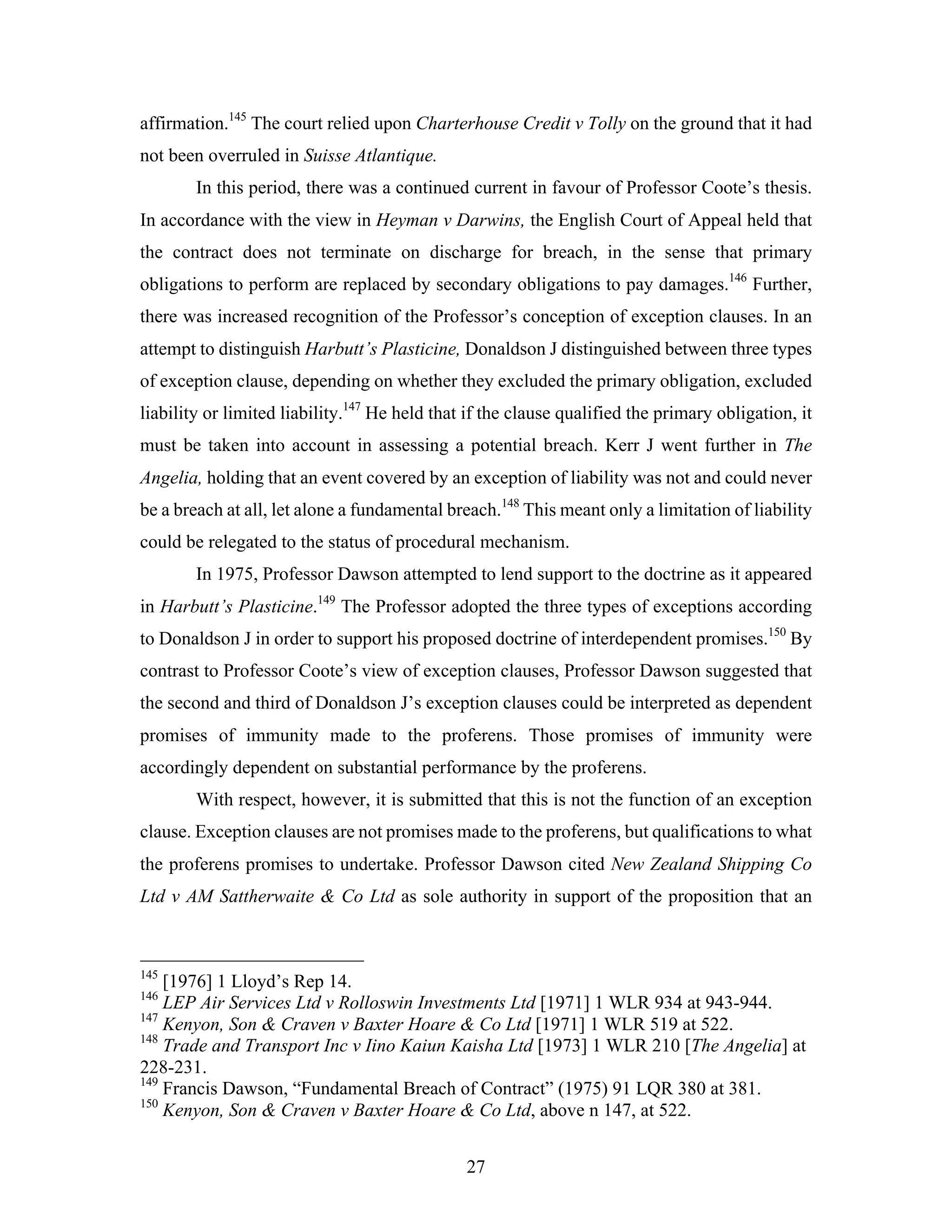 Fundamental Breach of Contract - A Post Mortem | PDF