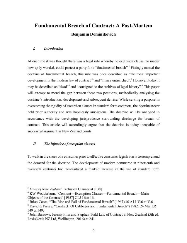 Contract law breach essay