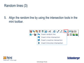 Schlumberger-Private
Random lines (3)
5. Align the random line by using the intersection tools in the
mini toolbar.
 