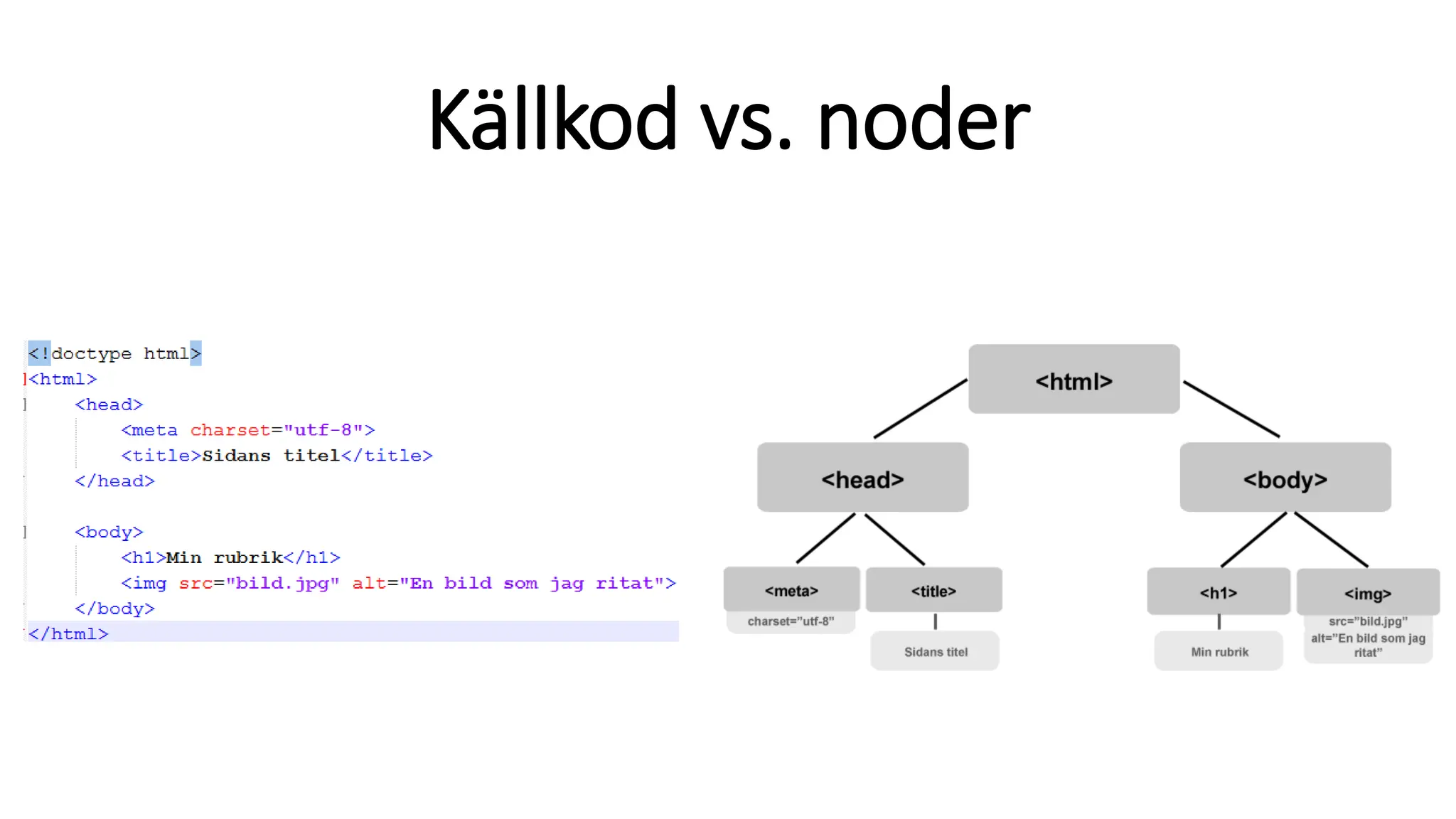 Källkod vs. noder
 