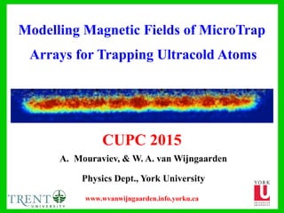 Modelling Magnetic Fields of MicroTrap
Arrays for Trapping Ultracold Atoms
A. Mouraviev, & W. A. van Wijngaarden
Physics Dept., York University
www.wvanwijngaarden.info.yorku.ca
CUPC 2015
 