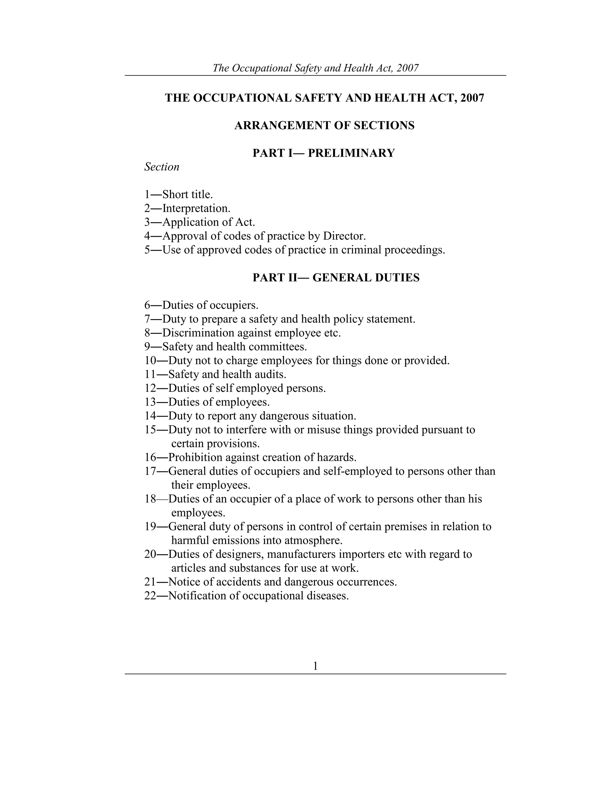 The Occupational Safety and Health Act | PDF
