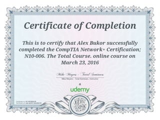 Udemy Comptia Network+ N10-006 Course Certification