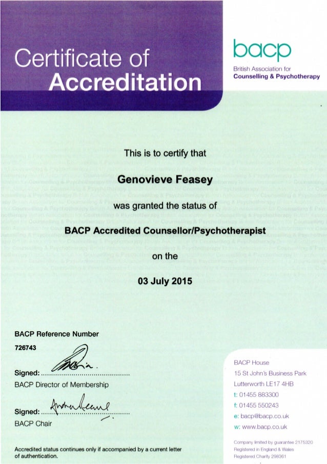 BACP Cert of Accreditation