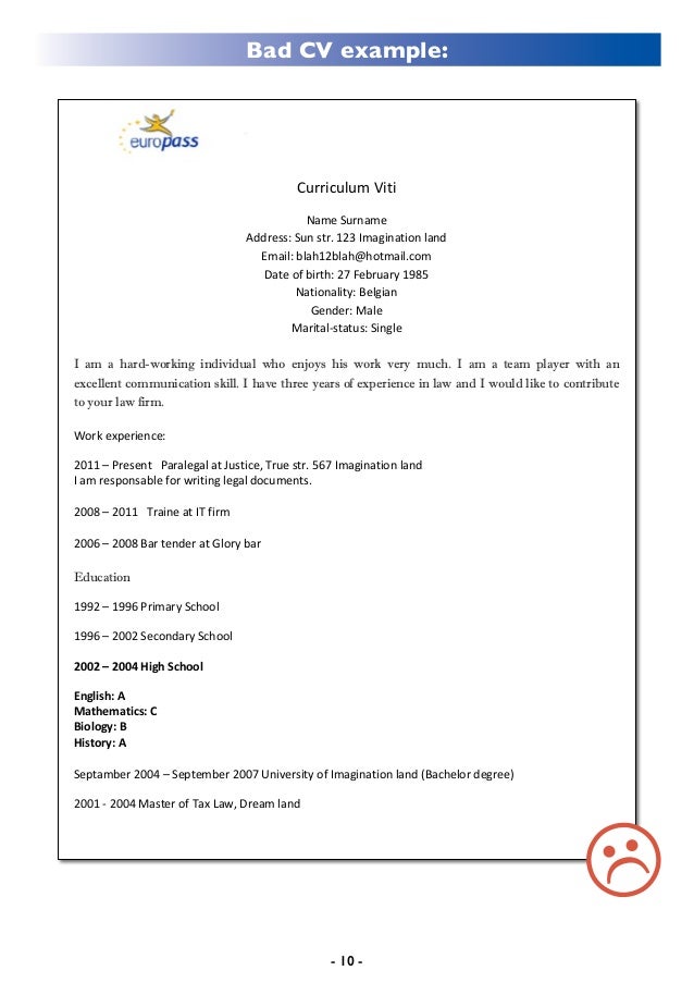 preparation of cv
