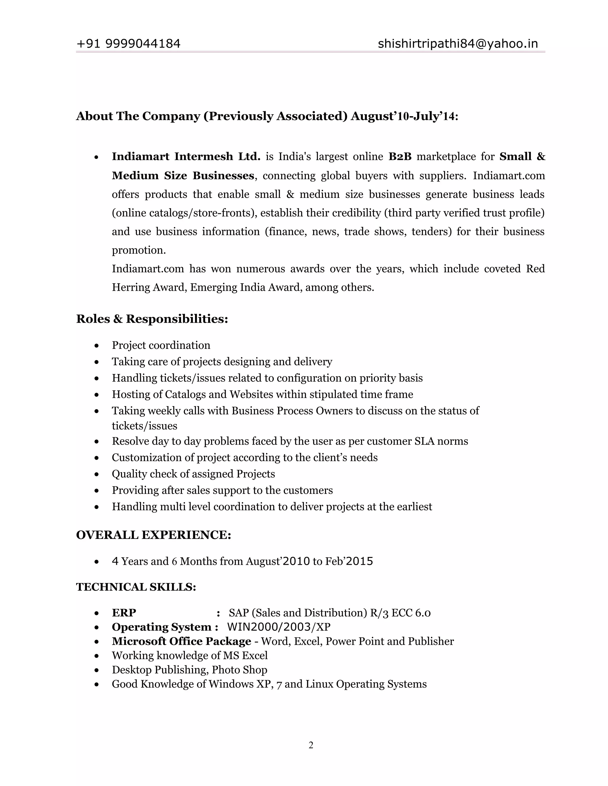 Shishir updated new resume | DOC