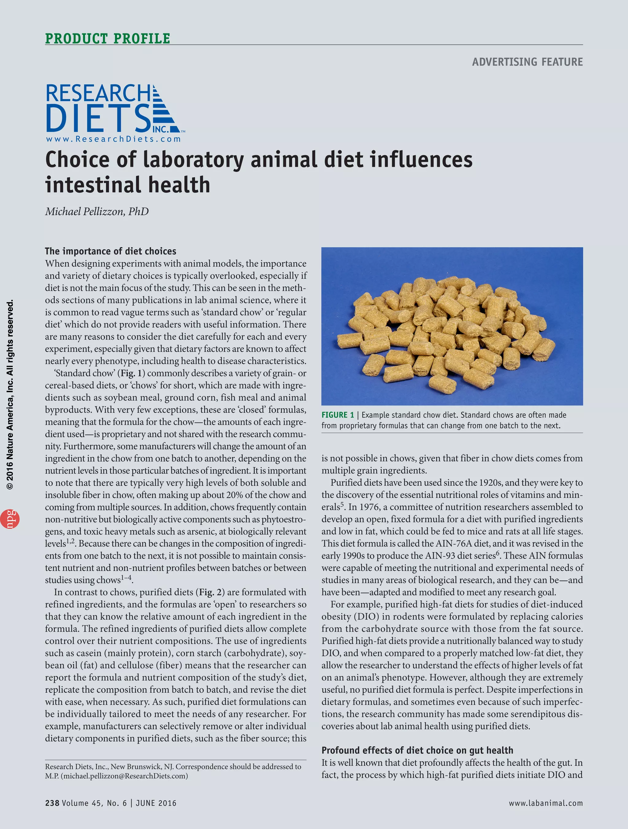 Diet Affects Intestinal Health Lab Animal 2016 PDF