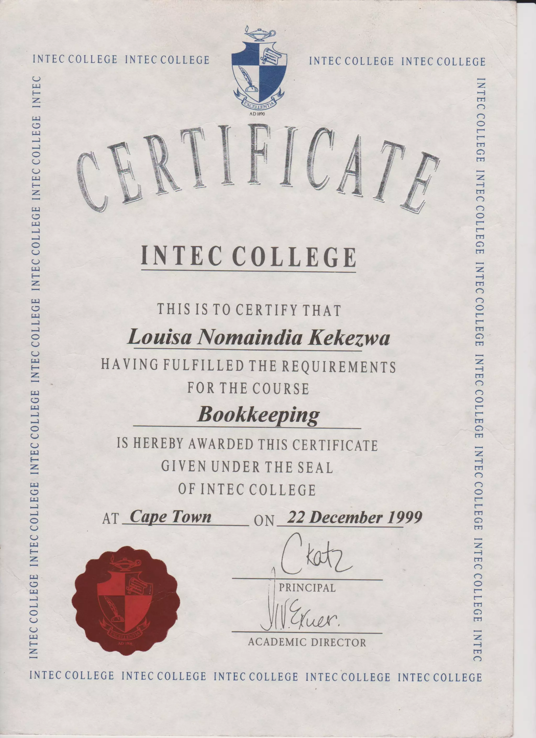 Bookkeeping certificate PDF Bookkeeping certificate PDF