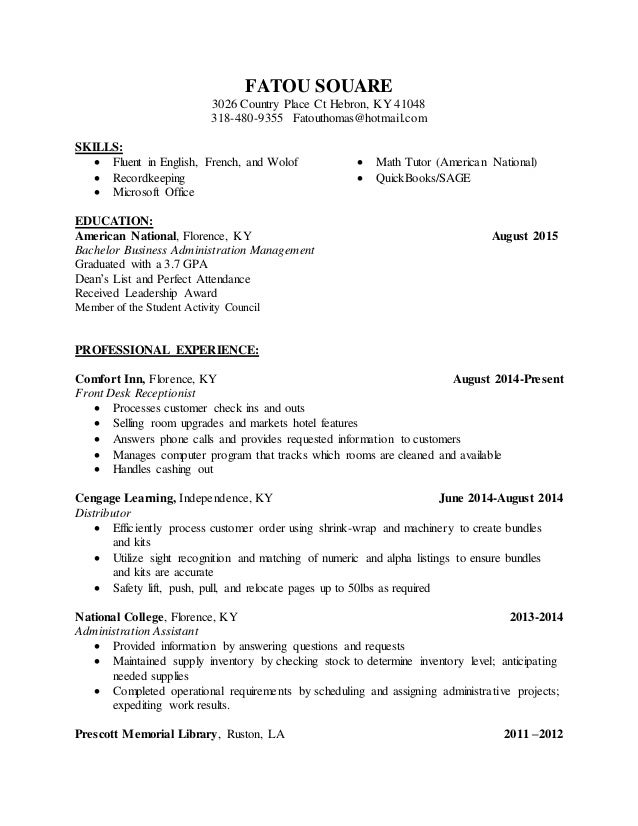 Fatou Souare Resume 8 20 2016 Bachelor Update