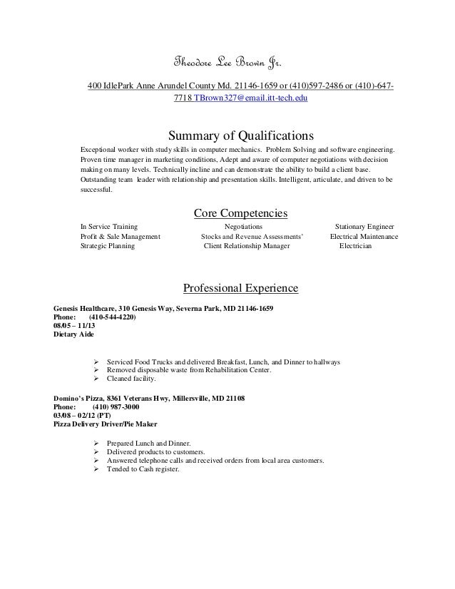 chronological resume for software engineering