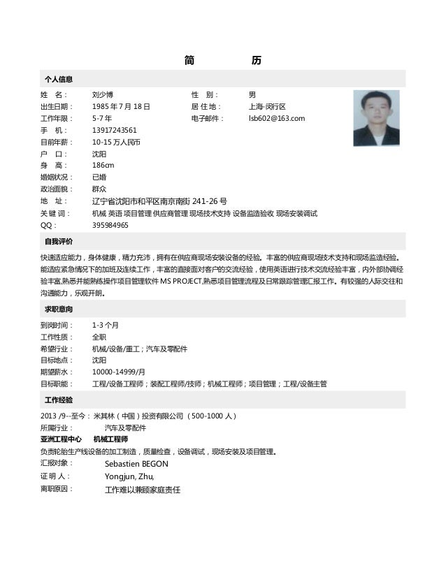 Resume Liu Shaobo