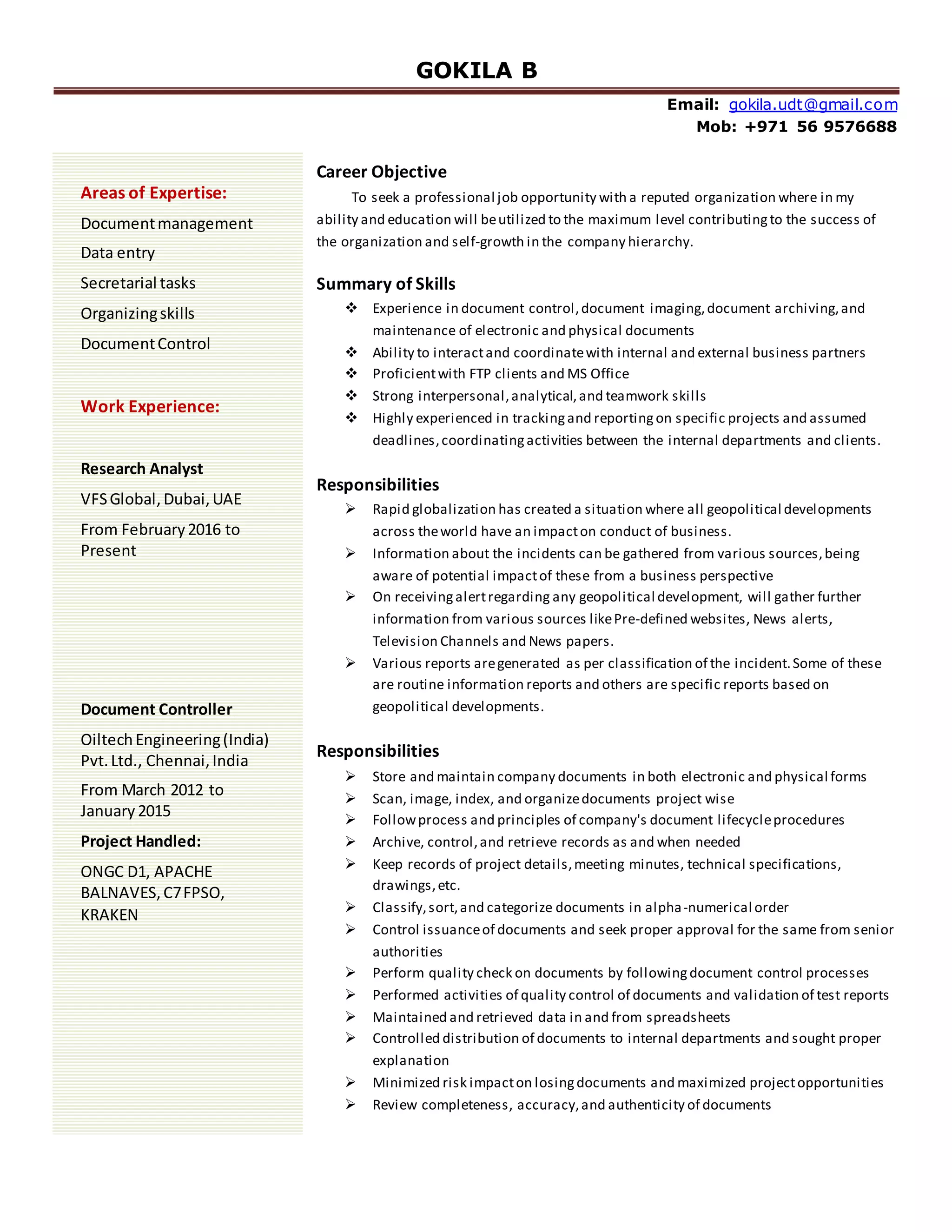 Gokila_Resume | PDF | Free Download