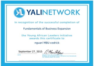 Fundamentals of Business Expansion
nguari MBU cedrick
September 27, 2015
 