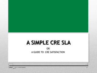 A SIMPLE CRE SLAA SIMPLE CRE SLA
OR
A GUIDE TO CRE SATISFACTION
/10/1011
JIMKELLY © 2015. ALL RIGHTS RESERVED 07
JAN 15
 