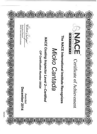 NACE CIP 2 Certificate