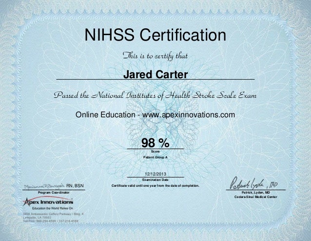 NIHSS Certification NIHSS Certification