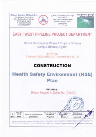 Health Safety Environment (HSE) Plan | PDF