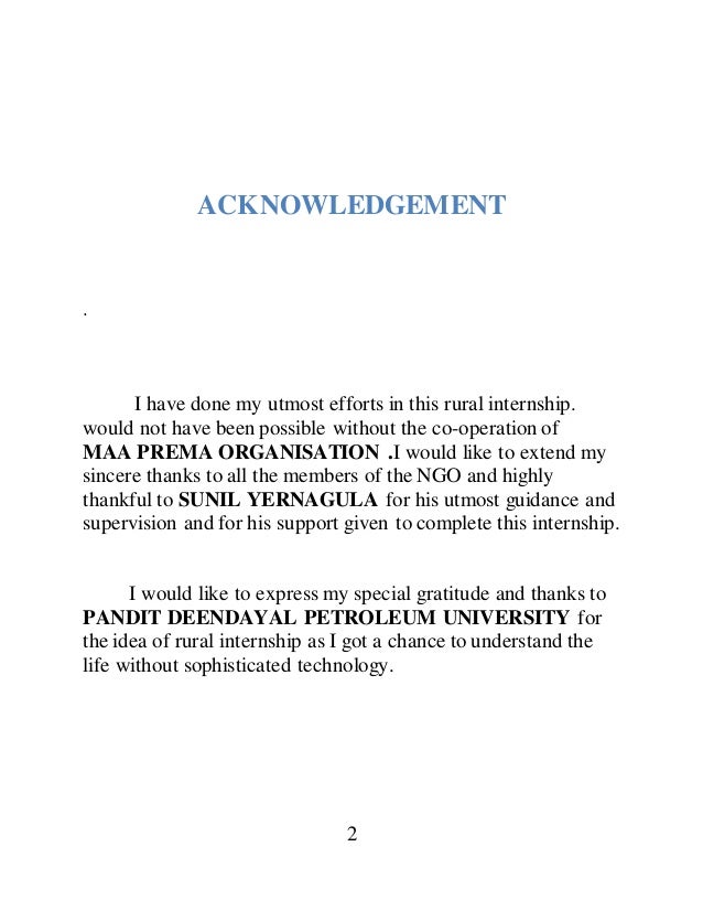 Acknowledgement for ngo project Acknowledgement for ngo project