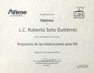 Diploma - Requicitos de las Deducciones para ISR (6Oct2015)